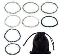 MAXQUU 2 set di bracciali da donna con perle di cristallo, 1 custodia nera, bracciale con pietre preziose multistrato, braccialetto elastico con perle di cristallo, set di gioielli alla moda da donna,