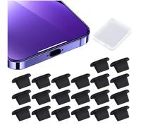 MAXQUU 20 tappi antipolvere neri e 1 scatola trasparente, tappo antipolvere per cellulare, testa in silicone, porta di ricarica per cellulare, acqua di polvere, scatola di plastica trasparente