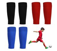 MAXQUU 3 Paia di Calzini da Calcio e 3 Pipe, Scaldamuscoli per Gambe per Bambini, Maniche per Calzini, Principianti in Calcio o Allenamento (Nero/Blu/Bianco)
