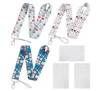 MAXQUU 3 pezzi portachiavi colorati per infermieri, con 3 custodie trasparenti per carte di credito, cordino lungo per donne, portachiavi, cordino per carta di lavoro