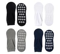 MAXQUU 4 paia di calzini a pois con presa antiscivolo, traspiranti e assorbono il sudore, calzini da yoga da donna, calzini per trampolino, calzini da interni, calzini antiscivolo per fitness., Nero ,