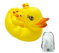 MAXQUU 4 pezzi giocattolo da bagno in gomma con anatra di gomma con 1 custodia con coulisse, anatra galleggiante per la piscina a casa, giocattolo classico per il bagno, set di giocattoli da gioco