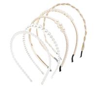 MAXQUU 5 fasce per capelli con perline, set semplice da sposa, elegante copricapo retrò, per tutte le donne, accessorio per lo styling, adatto per feste e uso quotidiano