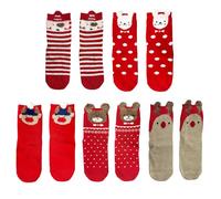 MAXQUU 5 paia di calzini natalizi rossi, calzini divertenti in cotone per bambini, calze animali, regali per ragazzi e ragazze, adatti per Natale, festa dei bambini (adatti per 6-8 anni), Colore: