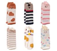 MAXQUU 6 Paia Di Calzini Di Peluche Con Animali Dei Cartoni Animati, Soffici Collant Da Donna, Per Bambini, Da Letto, Morbidi Per Donne E Bambini (6 Stili)