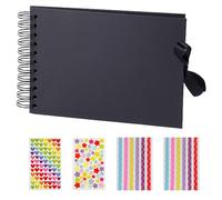 MAXQUU Album Fotografico Nero A5 Con 4 Adesivi - Design Fai Da Te, Mini Album a Foglia Allentata Su Bobina Con Pagine Nere