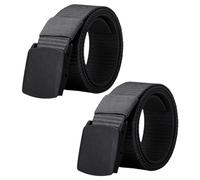 MAXQUU Cinture da uomo nere, 2 pezzi, 130 cm, in tela, regolabili, stile semplice, nero