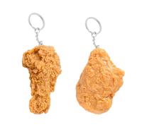 MAXQUU Realistic Fried Chicken Leg Portachiavi Gold With Rubber Chicken, Colonel's Chicken Nugget Creative Keychain, 8.5 * 5 cm