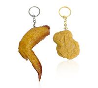 MAXQUU Set di 2 portachiavi a forma di pepita di pollo divertente e unico, regalo di ripieno per amici, 6 x 4 cm, colore: oro, oro, 6*4cm