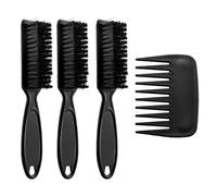 MAXQUU Set di 3 pennelli dissolvenza,1 pettine,spazzola per la pulizia della manicure,spazzola per barba,spazzola fine per taglio dei capelli,setole morbide,spazzola per la polvere,adatto per la