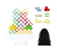 MAXQUU Set di 32 pezzi per mattoncini da costruzione, con custodia in 1 pezzo, torre di equilibrio, quadrati, gioco di bilancio per bambini