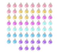 MAXQUU Set di 60 ciondoli in vetro trasparente, accessori per gioielli artigianali per collane fai da te e orecchini, palline di vetro colorato, 1,6 * 2,2 cm, Vetro, resina