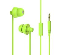 MAXROCK Auricolari per dormire con filo, in silicone, con microfono in linea, per cellulari, MP3, tablet, 3,5 mm, colore: verde