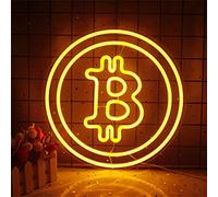 MAXSMITZ Insegne Luminose al Neon a LED Bitcoin Bar Ristorante Decorazione Negozio Sala da Gioco Lampada al Neon per Interni pubblicità Aziendale Decorazione murale,Giallo