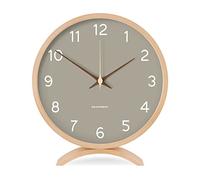 Maxspace Orologio da tavolo, silenzioso, senza ticchettio, 20,3 cm, decorativo, in legno, perfetto per soggiorno, ufficio, camera da letto, decorazione (grigio)