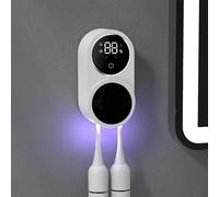 Maxspace Portaspazzolino portaspazzolino elettrico per montaggio a parete con asciugatura, porta spazzolini disinfettante senza foratura, con 2 fessure per spazzolino (bianco)