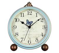 Maxspace Sveglia piccola da 13,2 cm, stile retrò, senza ticchettio, funzionamento a batteria, con movimento al quarzo, in vetro HD, per camera da letto, soggiorno, bambini (farfalla)