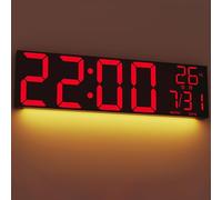 Maxstar 30 "orologio da parete digitale extra grande con display a LED rosso/blu/bianco e telecomando,doppi allarmi,timer di conti,DST,temperatura,luce notturna per soggiorno/ufficio/negozio/palestra