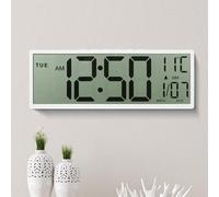 Maxstar Orologio da parete digitale grande da 15'',grande display LCD con numeri Jumbo,funzionamento a batteria,DST,temperatura,data,orologi da parete per soggiorno,camera da letto,cucina