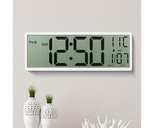 Maxstar Orologio da parete digitale grande da 15'',grande display LCD con numeri Jumbo,funzionamento a batteria,DST,temperatura,data,orologi da parete per soggiorno,camera da letto,cucina
