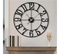 Maxstar Orologio da parete rotondo da 100 cm,grande,funzionamento a batteria,silenzioso,senza ticchettio,in metallo decorativo vintage per soggiorno,cucina,camera da letto