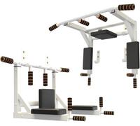 MAXSTRENGTH Barra multifunzione a parete per trazioni e menti, stazione per interni in casa, palestra, allenamento, fitness, supporto per esercizi