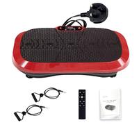 MAXSTRENGTH Macchina per esercizi con piastra vibrante 3D, 99 livelli di velocità e 5 programmi automatici, colore nero e rosso, piattaforma fitness con bande e altoparlante Bluetooth (nero/rosso)