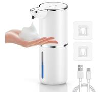 maxtachi Dispenser Sapone Automatico Schiuma,USB Ricaricabile Dispenser Sapone Bagno Automatico con Sensore,4 Livelli di Marcia Soap Dispenser Schiuma per Cucina, Bagno, Hotel