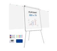 maxtek Lavagna Bianca Magnetica, 100 x 70 cm Lavagna Cancellabile con Braccio Estensibile, Alluminio Supporto, Altezza Regolabile, per Seminario