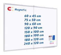 Maxtek Lavagna Magnetica da Parete 240 x 120 cm, Grande Lavagna Cancellabile, Cornice in Alluminio, Whiteboard con Porta-pennarelli, Bacheca con Accessori Facile da Montare per Ufficio, Scuola, Casa