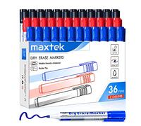 maxtek Pennarelli per lavagna bianca, punta a proiettile, 36 pennarelli cancellabili a secco, cancellabili, 3 colori assortiti, 2-3 mm, forniture didattiche per ufficio e aula