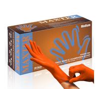 Maxter Guanti in nitrile senza polvere 7.0, 100 pezzi, taglia L, arancione/scatola con 100 guanti