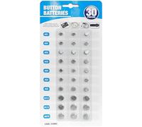 Maxter Pack 30 Batterie LR44(AG13) LR43(AG12) LR1130(AG10) LR754(AG5) LR626(AG4) LR41(AG3) LR621(AG1) - Pile a Bottone per Giocattoli, Orologi, Telecomandi Garage, Calcolatrici, Chiavi - Alcaline