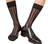 Maxtonser 1 paio di calzini da uomo casual da lavoro, eleganti calzini sottili da uomo per abbigliamento formale a righe larghe in nylon tubo centrale calzini al polpaccio abbigliamento formale