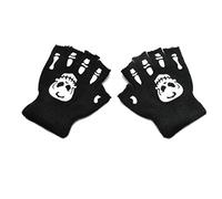 Maxtonser 1 paio di guanti a mezze dita elasticizzati per Halloween, invernali, caldi, con scheletro, guanti da ciclismo