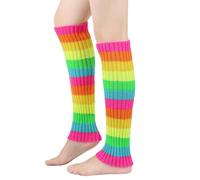 Maxtonser 1 paio di scaldamuscoli da donna a coste a righe colorate sopra il ginocchio senza piedi lunghe copri gambe per cosplay accessori costume