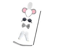 Maxtonser 2/4/6Pcs Mouse Costume Accessory Set Mice Ears Headband Tail Nose Gloves Bowtie, for Halloween Party Cosplay Costume