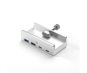 Maxtonser 4 Porte Alluminio Esterno Dock Station USB 3.1 Tipo C Clip Hub 10Gbps Trasmissione Dati per PC Scrivania Computer Accessorie