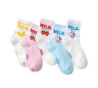 Maxtonser 5P/Set di calzini sportivi in cotone morbido, a basso taglio, a banana, Milk Strawberry Pattern Sports Socks for Adults Girls Women Supplies