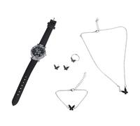 Maxtonser 6 pezzi/set di lusso orologio da donna anelli collana orecchini bracciale set farfalla cinturino in pelle orologi signora orologio da polso