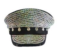 Maxtonser Cappello da sposa con cristalli scintillanti, cappello da capitano per addio al nubilato, matrimonio, palcoscenico