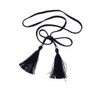 Maxtonser Cintura da donna in stile bohémien, con nappe delicate, cintura intrecciata per abito da donna, cintura in vita al mare, nera