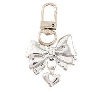 Maxtonser Ciondolo a forma di cuore alla moda per borsa, attraente ciondolo portachiavi a forma di cuore con fiocco per la decorazione della borsa