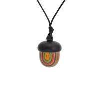 Maxtonser Collana girocollo vintage in legno fatta a mano a forma di ghianda con cordoncino in pelle per donne gioielli per feste