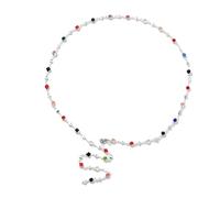 Maxtonser Collana lunga a forma di Y con strass colorati e cristalli, accessorio alla moda da donna