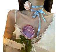 Maxtonser Collane girocollo con fiori artificiali in tessuto, con rose artificiali, accessori per donne e ragazze