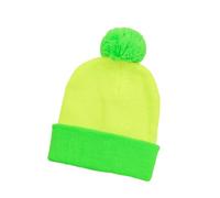 Maxtonser Contrast Color Knitted Brimless Hat with Soft Pompoms Winter Warm Acrylic Fiber Hat, for Women Men Christmas Gatheri