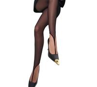 Maxtonser Elegant Black Sheer Mesh Tights with Stripe Pattern Antislip Toe Loop Footless Pantyhose Stockings, for Women Hosiery