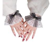 Maxtonser Elegant Lace Sleeves Wrist Cuffs with Artificial Pearls And Bowknot Decors, for Daily Outfit Various Event Dressingup