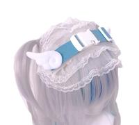 Maxtonser Fascia per capelli da donna, accessorio per capelli, in pizzo, per costume da cameriera, fascia per cosplay anime, bianco e blu